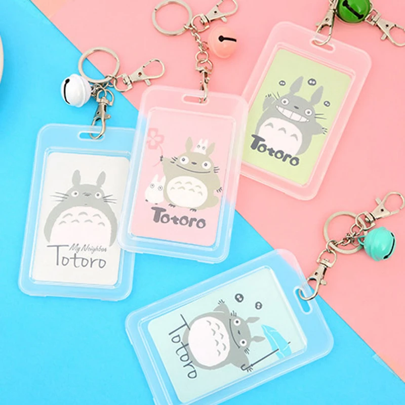 

Cartoon Totoro Transparent Animal Card ID Holders Bag Kawaii Travel Small Bank Bus Credit Card Holder Keyring Key Wallet Women
