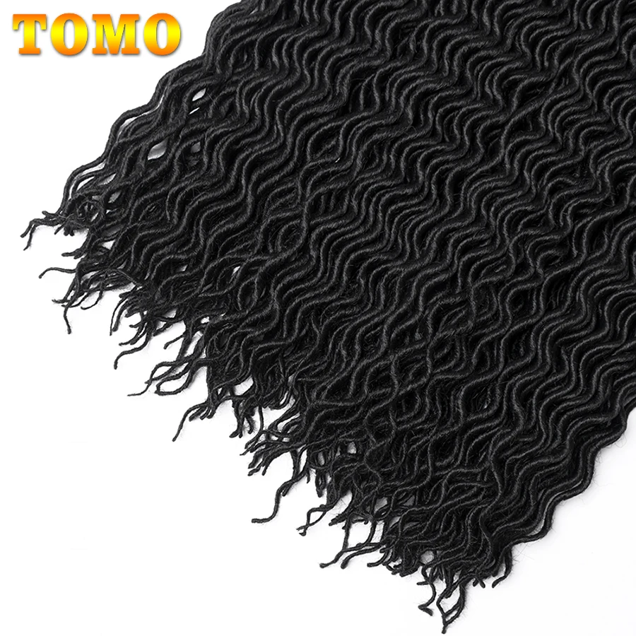TOMO 18Inch Faux Locs Curly Crochet Braids 24Strands Goddess Locs Hair Extensions Ombre Synthetic Braiding Hair Bohemian locks