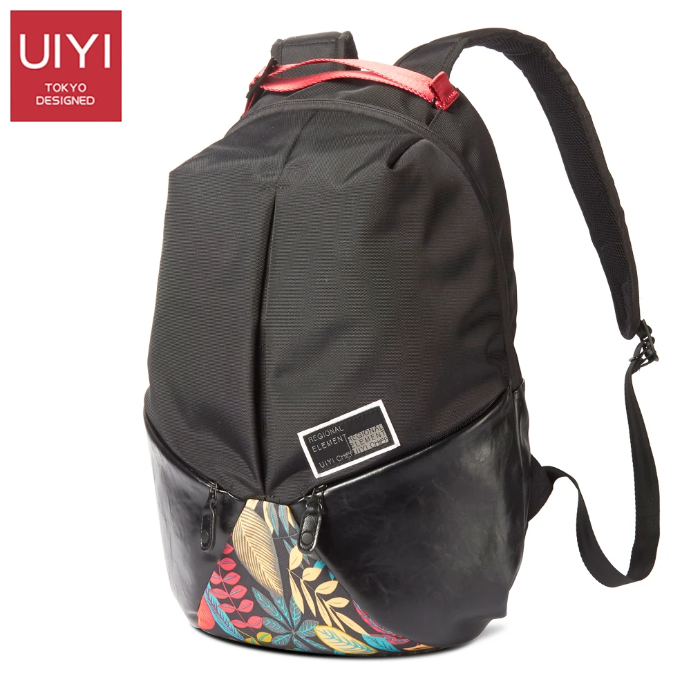 

UIYI Men's casual backpack Leaves Printed polyester & PVC splicing Preppy Style bag boy laptop shoulder Back bag male #UYB7038
