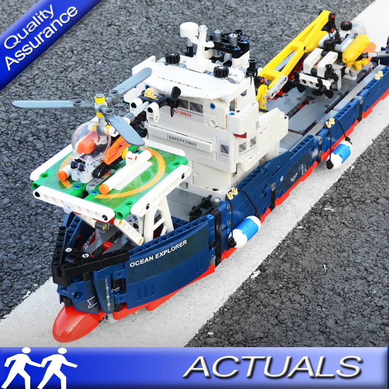Us 414 2 In 1 Technic Ocean Explorer Sea Ship Building Blocks Bricks 3370 Compatible Technic Boat 42064 Set Educational Toys In Blocks From Toys