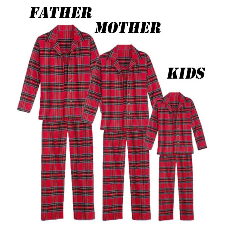 Семейный Рождественский пижамный комплект, Рождественская красная клетчатая пижама одежда для сна с длинными рукавами для взрослых, женщин, мужчин и детей Новинка года, домашняя одежда для родителей и детей