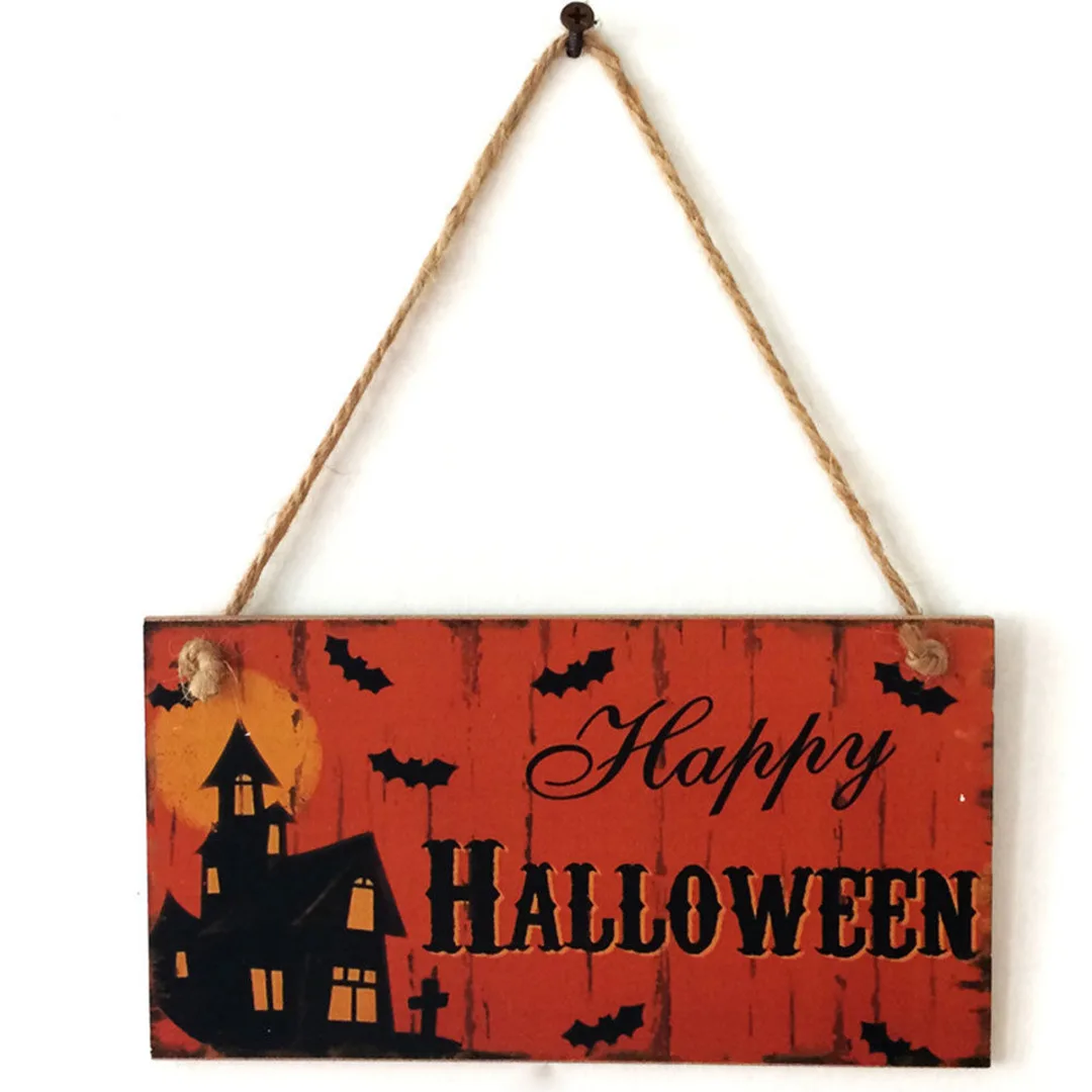 Halloween Wooden Door Hanging Plaque Board Sign Art Party Home Wall Decor