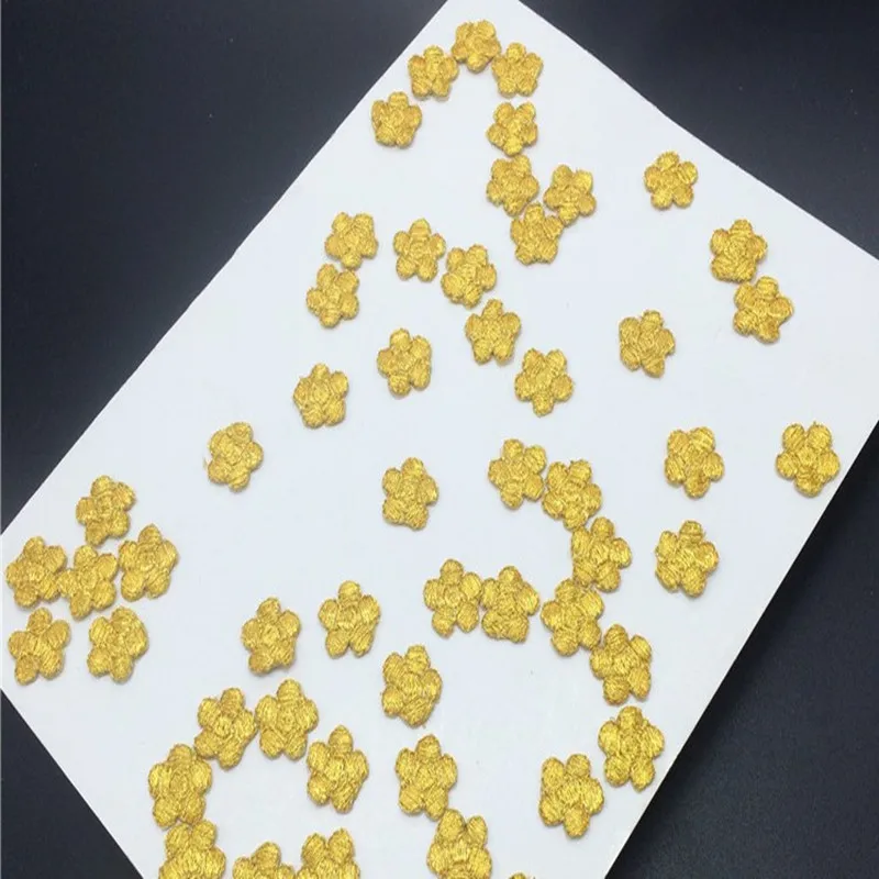 

40Pcs/Lot Gold Line Small Plum Flower Embroidery Patch Applique Fabric Iron On Clothes Dress Decorate Accessory Patchwork 1.5CM