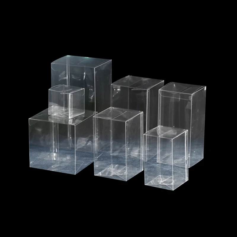 50 шт прозрачная пластиковая упаковочная коробка, Прозрачная ПВХ коробка для модели/ювелирных изделий/конфет/косметики прямоугольные подарочные коробки маленькие/большие 10/22
