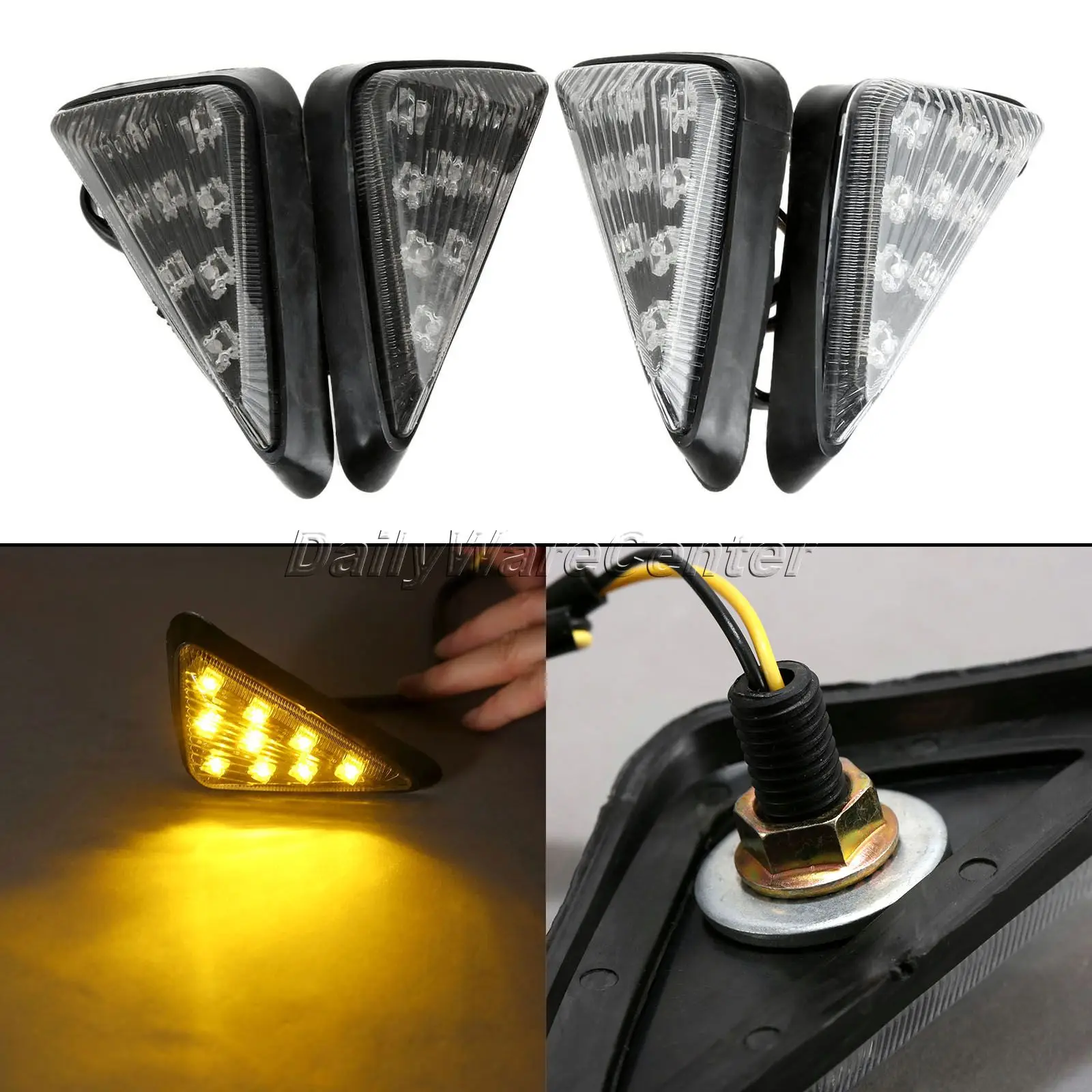 

Motorcycle Amber Light 9 LED Sidemarker Flush Mount Turn Signal Indicator Blinker Light Motorbike Flasher Fairing Bulb For Honda