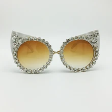 Для женщин Элитный бренд Солнцезащитные очки для женщин ювелирные изделия горный хрусталь украшения Cat Средства ухода для век Солнцезащитные очки для женщин Винтаж оттенки очки gafas-де-сол