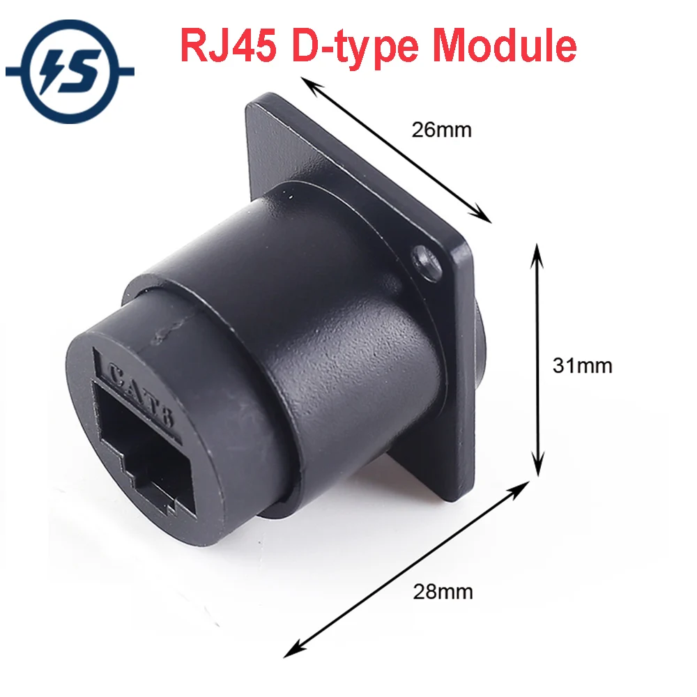 RJ45 D-type Module Socket Cable Female Signal Connector Cat6 Panel Mount Network