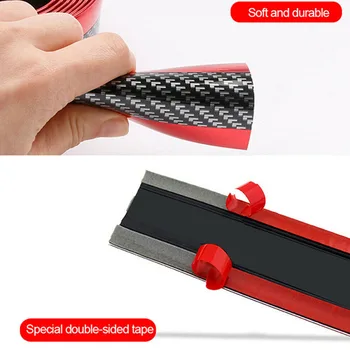 

2.5M*3cm Car Door Sill Scuff Plate Guard Pedal Protector Strips Carbon Fiber Red