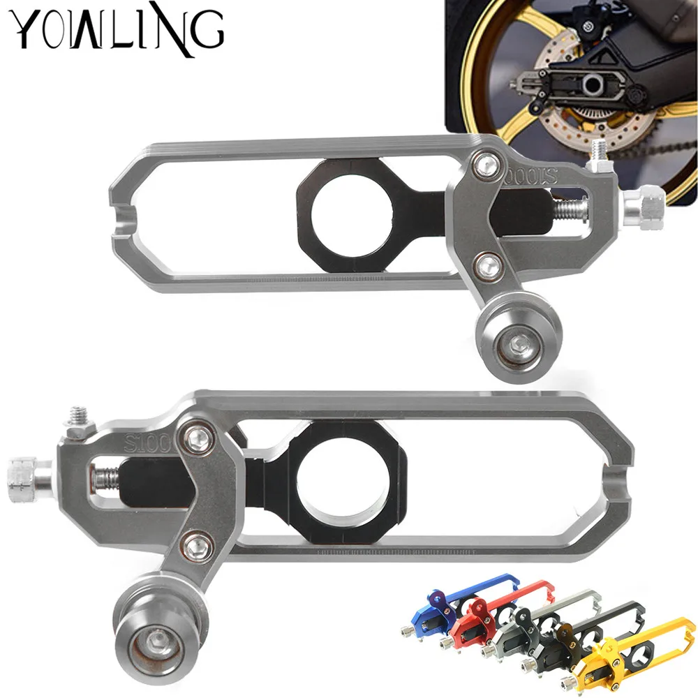 

CNC Billet Rear Wheel Chain Adjusters Regulator Tensioner Catena Axle Blocks with Swingarm Spools For BMW S1000RR S1000R HP4