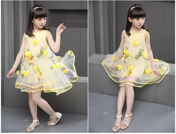 flowers organza big teenage little girls dresses summer 2016 yellow green sleeveless princess girl party dress kids sundress clothes 6 7 8 9 10 11 12 13 14 15 16 years big girls mini ball gown dress children clothing (5)