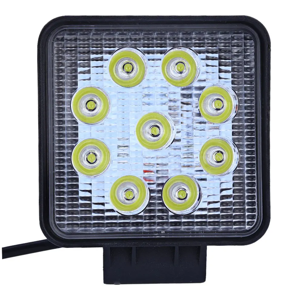 

27W Thick Type LED Vehicle Auto Square Shape LED Working Light 6063 Aluminum Profile Stainless Steel Bracket External Lights
