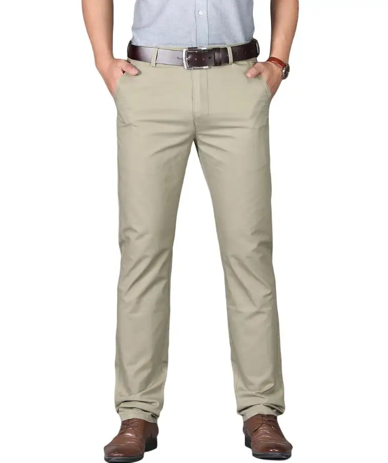 Модные новые высококачественные льняные мужские брюки прямые весенние летние длинные мужские классические деловые повседневные брюки длинные брюки - Цвет: as picture