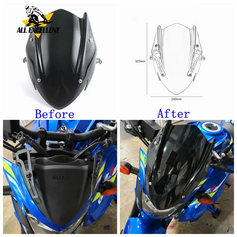 Ветровой экран защита лобового стекла с кронштейном для Suzuki GSXS750 GSXS 750 2017 2018 2019