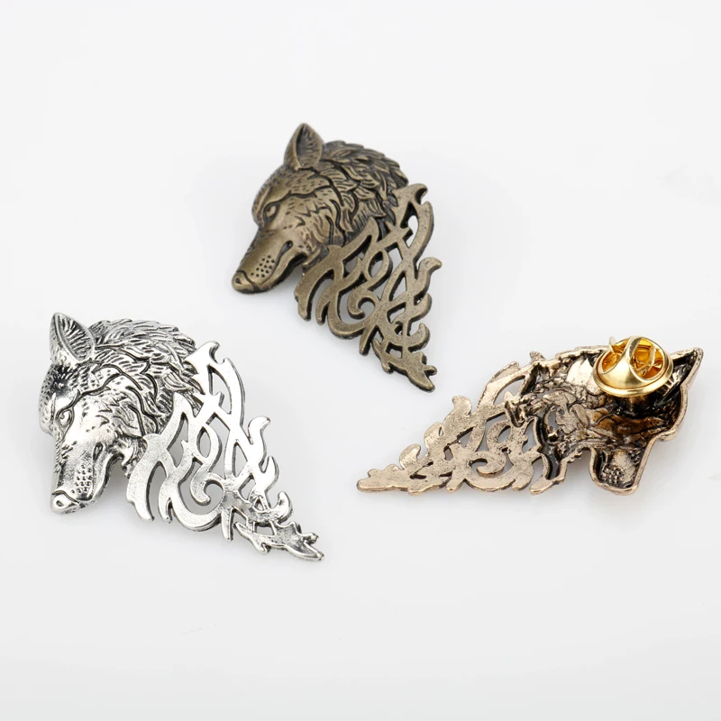 

Homme Game of Thrones Hollow Out Metal Wolf Head Brooches Collar Badge Brosh Pin Animal Hombre Lapel Pins Brosche for Male Men