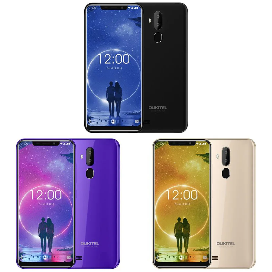 OUKITEL C12 Face ID 6,1" 19:9 Android 8,1 3300 мАч смартфон MTK6580 четырехъядерный 2 Гб ОЗУ 16 Гб ПЗУ отпечаток пальца Разблокировка мобильного телефона