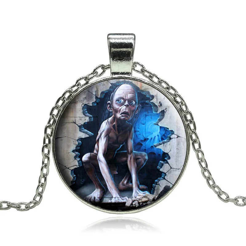 Movie Gollum Art Image Pendant Necklace Handcrafted DIY Silver Statement Chain For Women Fine Jewelry Wholesale | Украшения и