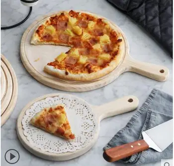 

Wooden Pizza Plate Western Wood Pallet Cutting Breadboard Solid Wood Round Pizza Plate