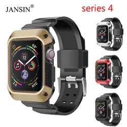 JANSIN спортивный силиконовый ремешок для мм apple watch 44 мм 40 мм браслет наручные часы с защитным чехлом для iwatch серии 4 полосы