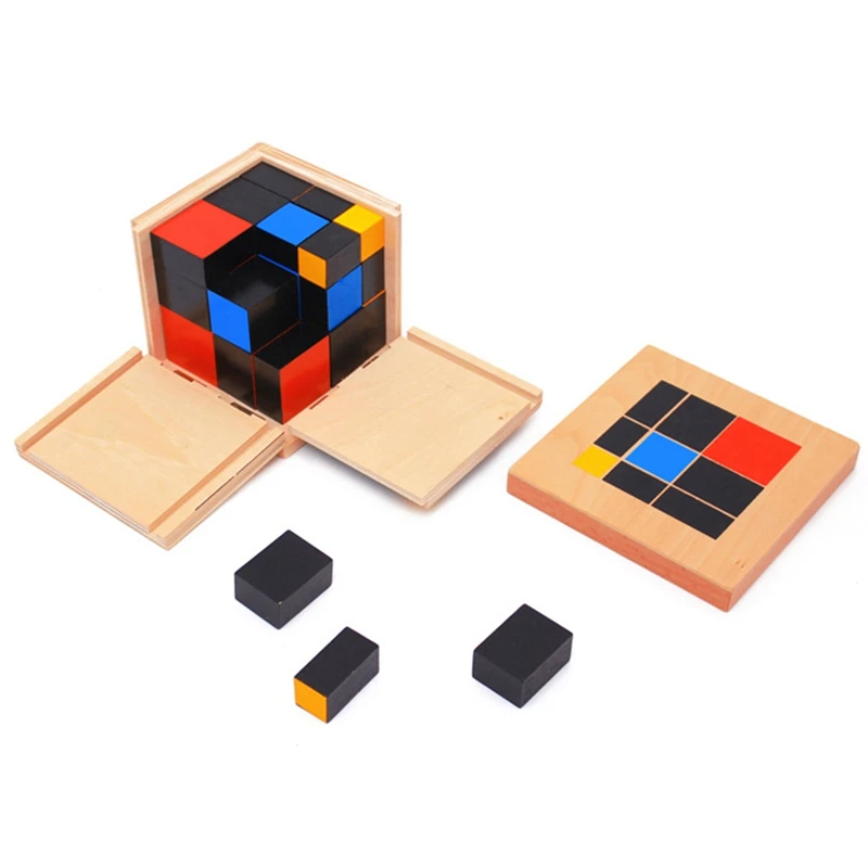 Раннего обучения Развивающие игрушки Монтессори Деревянные трехчлена Cube для Toddlers-m18