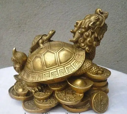 

lucky Chinese handwork Bronze Fengshui Dragon Turtle Statue
