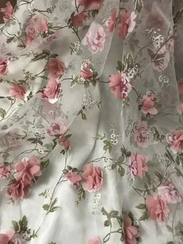 

luxury baby Embroidery Tulle Mesh flower French Net Lace Fabric yaking-52815 with best Quality