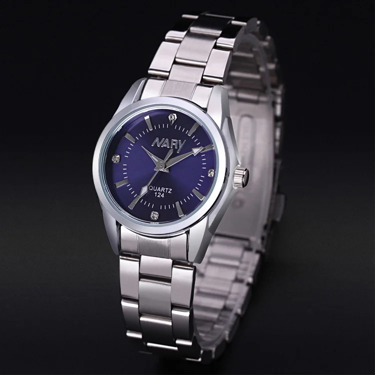 Модные женские часы Nary Топ бренд нержавеющая сталь кварцевые женские часы Женева женские часы relojes mujer - Цвет: 124blue