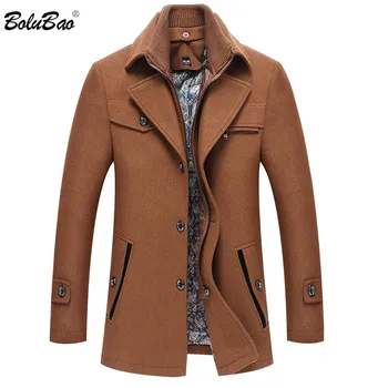 

BOLUBAO Men Winter Wool Coat Men's Autumn Winter Fashion Solid Color Wool Blends Woolen Pea Coat Male Trench Coat Overcoat