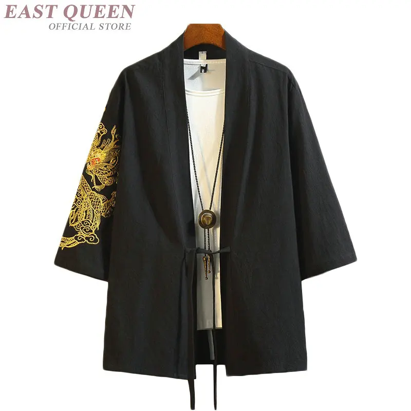 Кимоно Yukata Haori с японским драконом, кардиган, мужской костюм самурая, азиатская одежда, кимоно, куртка, Мужская рубашка Yukata Haori FF2174 - Цвет: 1