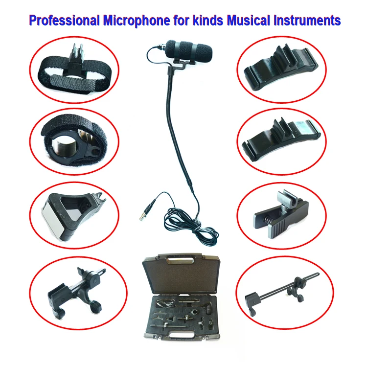 MU100-X3 Профессиональный музыкальный инструмент микрофоны с 8 типами зажимов для бас виолончели скрипки гитары флейты фортепиано саксофон вокал