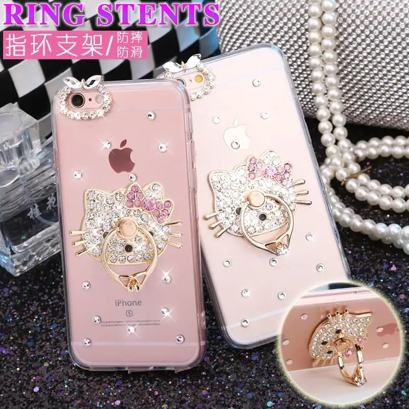 for iPhone 6 6S plus 5 5S SE 5C diamond gem phone case Fashion Hello Kitty Stand Holder Back Phone hard Case |