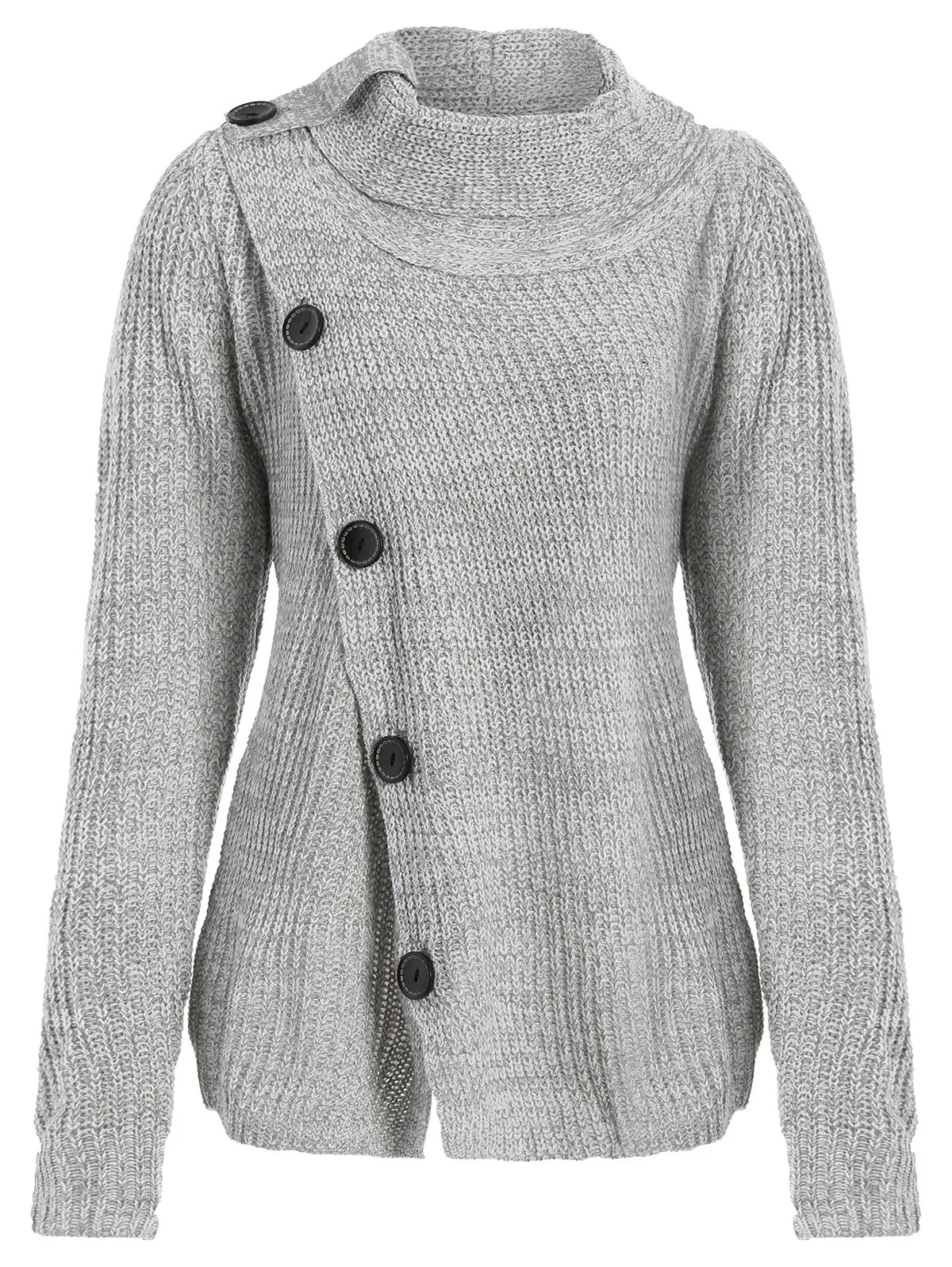 Aliexpress.com : Buy Kenancy Autumn Turtleneck Long Sleeves Women Asymmetrical Cardigan Gray 