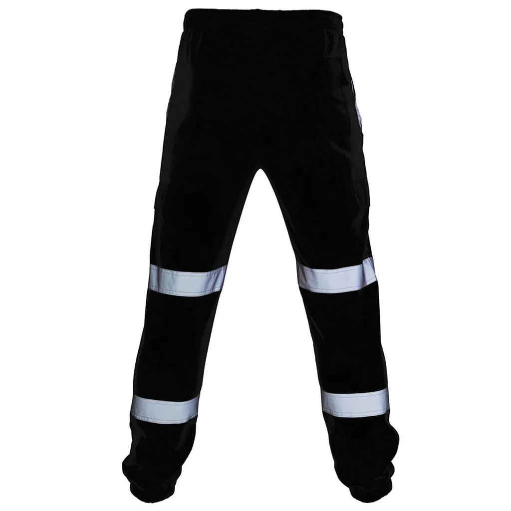 Мужской Дорожный комбинезон с высокой видимостью, светоотражающий тренировочный костюм с несколькими карманами, повседневные штаны с эластичной резинкой на талии