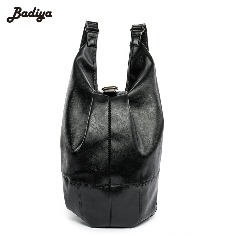 

High Quality Backpacks Male Escolar PU Leather Black Backpack Brief Design Waterproof Men's Back Pack 15.6 Inch Laptop Mochila