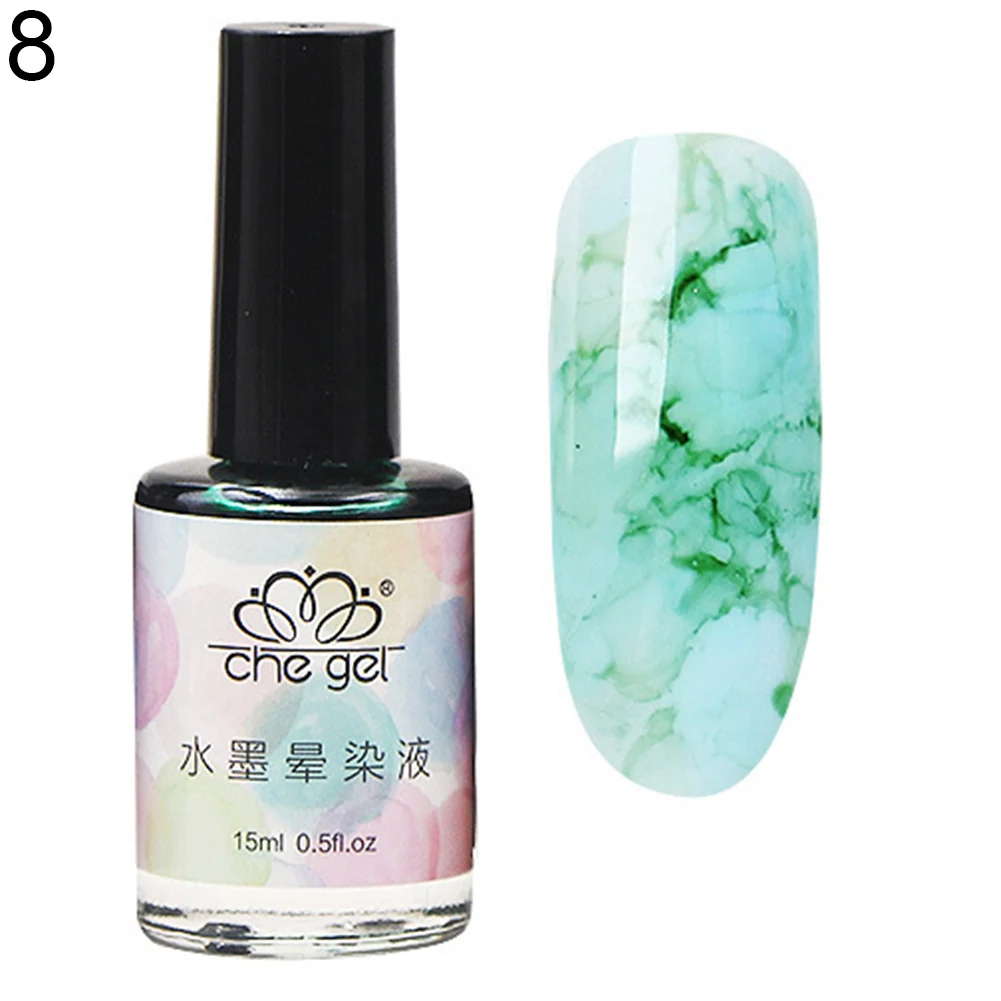 New 15ml Watercolor Ink Nail Polish Blooming Gel Smoke Effect Marble Smudge Liquid - Цвет: 8