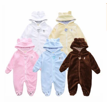 

Spring Autumn Imitation wool Newborn Baby Boy Kids Multicolor selection Long Sleeve Romper Jumpsuit Hooded Baby girl Clothes