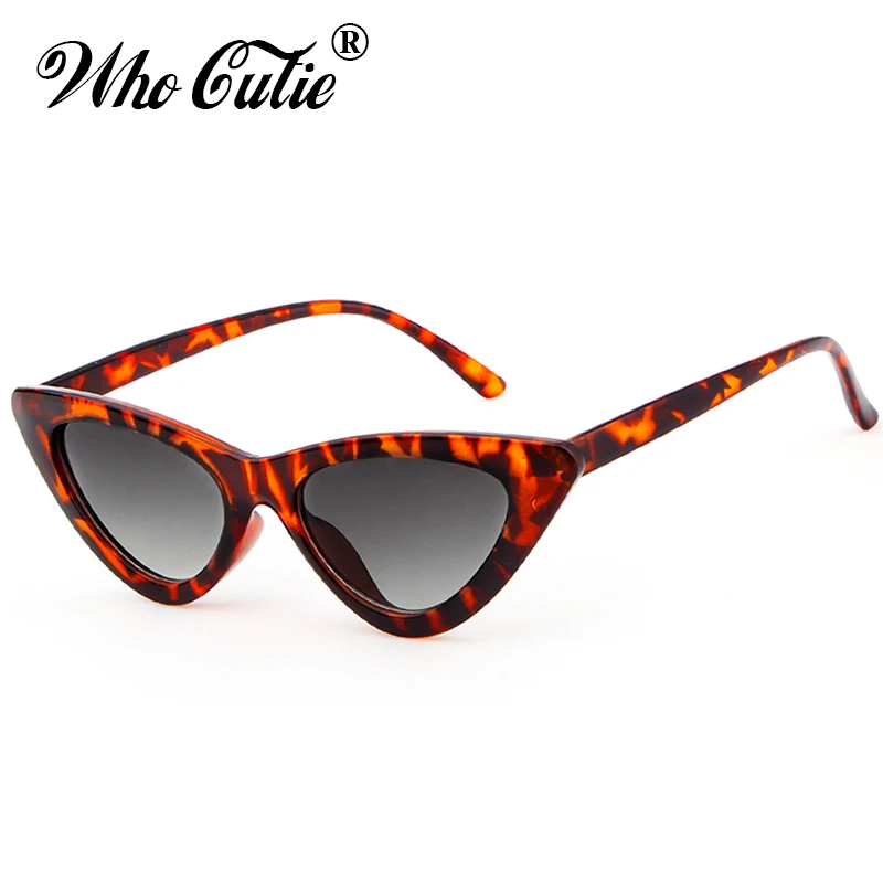 

WHO CUTIE 2018 Women Cat Eye Sunglasses UV400 Small Narrow Lens Vintage Tortoise Shell Frame Cateye Sun Glasses Retro Shades 509