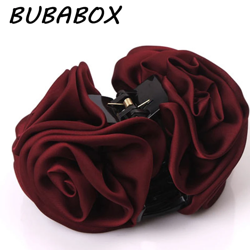 

High Quality Big Rose Flowers Ribbon Banana Hair Clips For Women Fashion Hair Flower Barrette Girls Hair Accessories 2 Colors