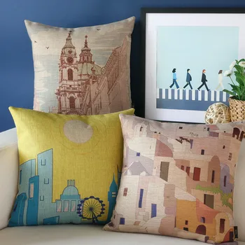 

Travel Impression pillow , Creative arts Greece illustrator cushion , pillowcase,sofa cushion home decorative Pillows