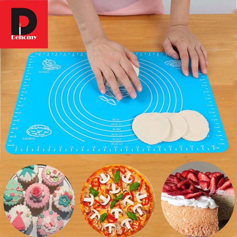 Dehomy 50*40cm Pizza Silicone Rolling Fondant Mat Cake Dough Fondant