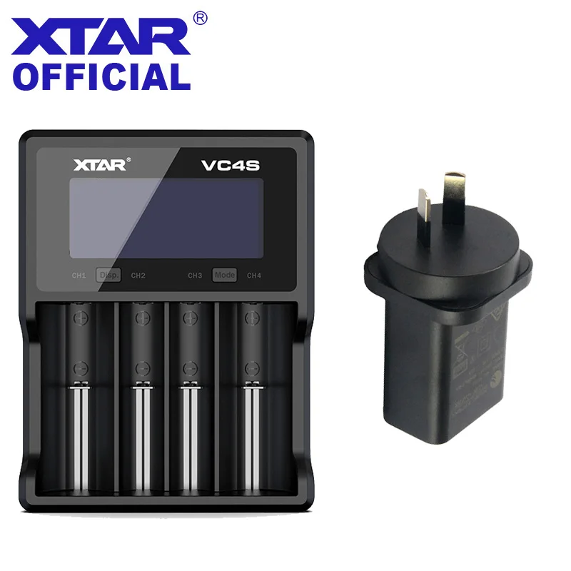 USB Зарядное устройство XTAR VC4S QC3.0 быстрой зарядки 5V 2.1A ЕС штекер Micro USB Зарядное устройство 3,7 V 1,2 V AA AAA Батарея Зарядное устройство для 18650 Батарея - Цвет: VC4S With AU PLUG