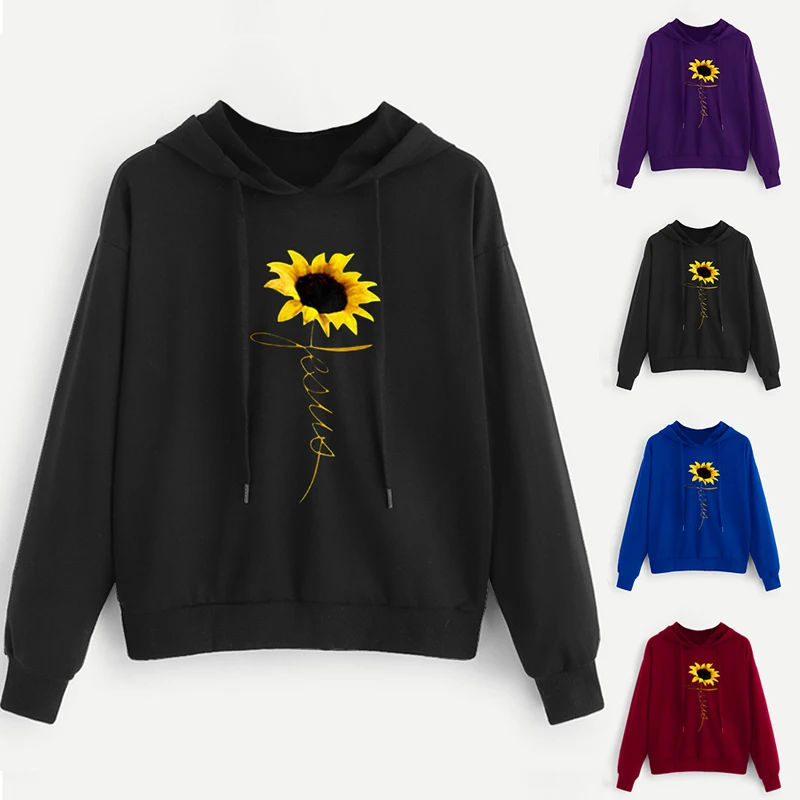 

Floral Embroidery Hooded Sweatshirt Sports Sweater Women Autumn Sweatshirt Streetwear Long Sleeve Hoodies Tops Female 2019 New