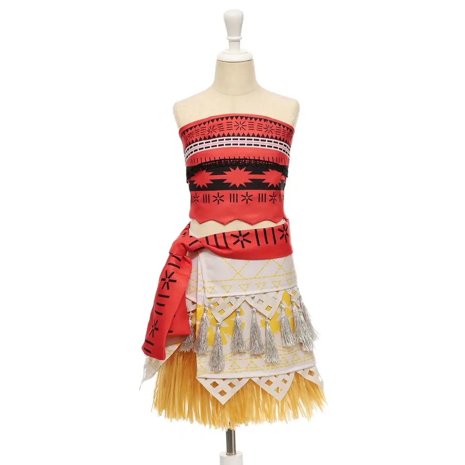 Kids Moana Cosplay Top and Skirt Clothing Set | Vaiana Adventure Outfit | Girls Princess Moana Dress | Beach Party Wear Costume image 2