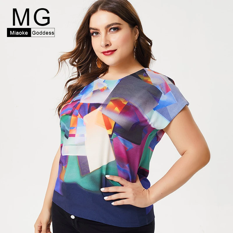 MG 2019 verano tamaño mujeres chifón estampado tops y blusas moda señoras pastel goth mujer Camisetas|Blusas y camisas| AliExpress