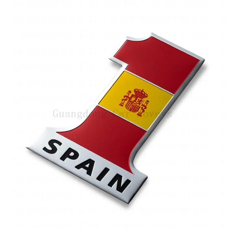 

Number One Shape Styling Spain National Flag Spanish Car Stickers Automobile Motorcycle Accessories