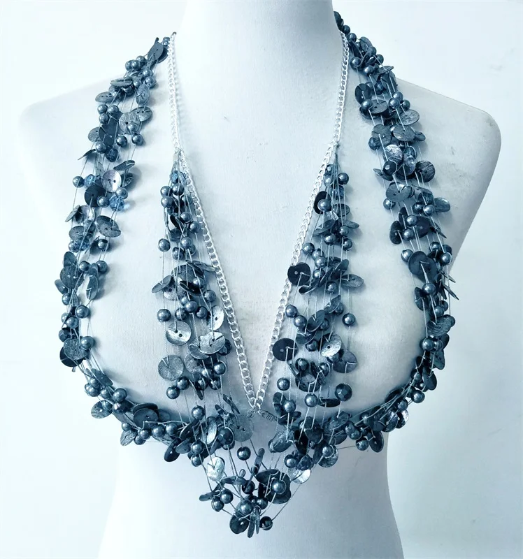 Сексуальное многослойное ожерелье искусственного жемчуга, женское очаровательное пляжное бикини для тела, ожерелье ketting, модное ювелирное изделие