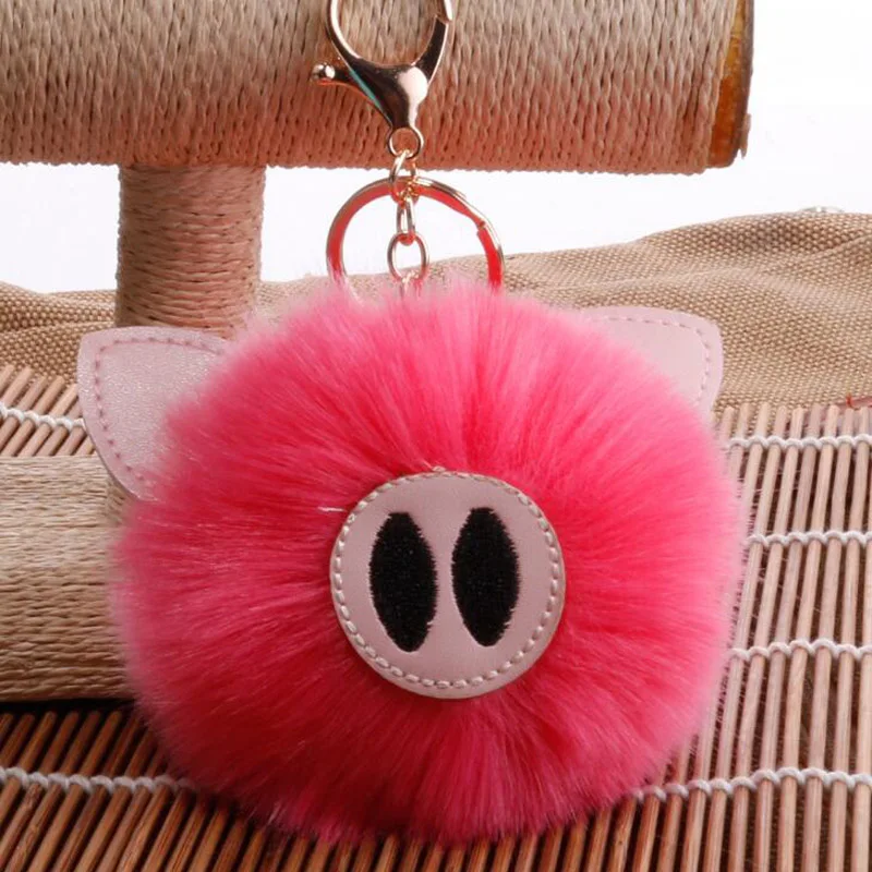 QiYuFang Cute Piggy pompón conejito llavero llaveros pom llavero conejo piel bola bolsa chapeiro pompón mujeres coche bolso llaveros QiYuFang Cute Piggy pompón conejito llavero llaveros pom llavero conejo piel bola bolsa chapeiro pompón mujeres coche bolso llaveros