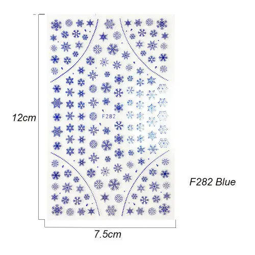 1 шт рождественские 3D наклейки для ногтей Наклейка Снежинка наклейки для ногтей наконечник золотой серебряный ноготь обертывание Маникюр украшения для ногтей TRF267-284-1 - Цвет: F282 Blue