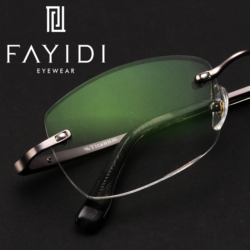 Metal Rimless Eyeglasses Men Myopia Optical Computer Single Vision