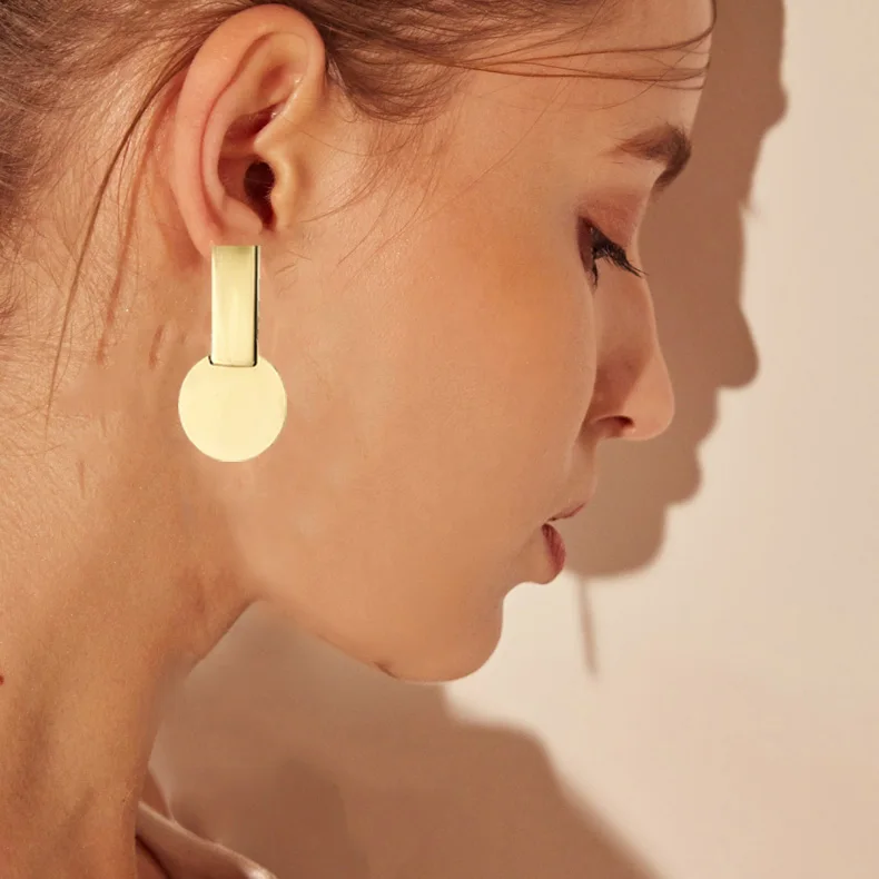 

Simple Design Metal Acrylic Earrings For Women Silver Gold Red Blue Brown Geometric Earrings Trendy Pendientes Vintage Earrings