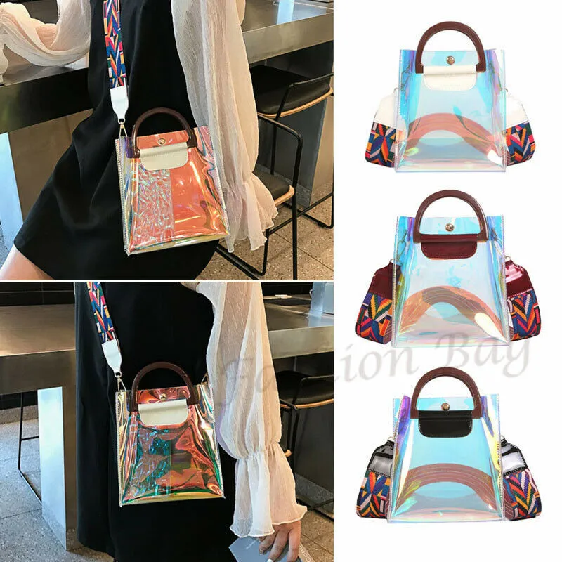 

NoEnName 2019 Women PVC Clear Shoulder Bag Tote Jelly Purse Wallets Handbag Satchel Messenger Bags US